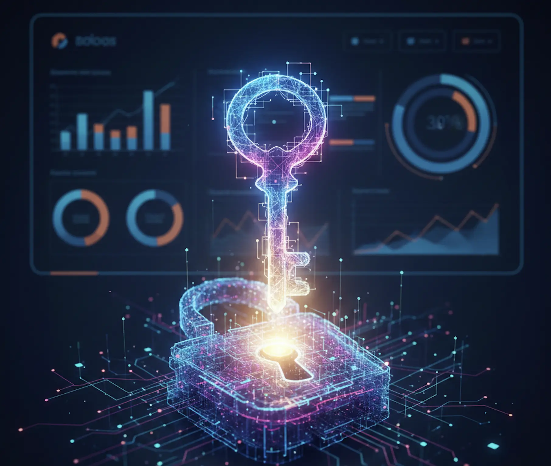 Web analytics dashboard with charts and KPIs