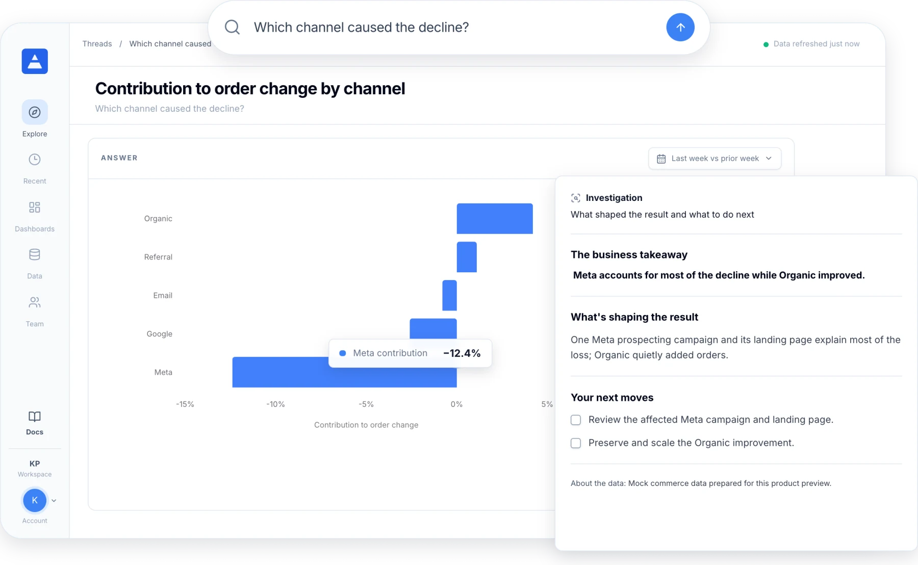 Channel and campaign change analysis in Daymark