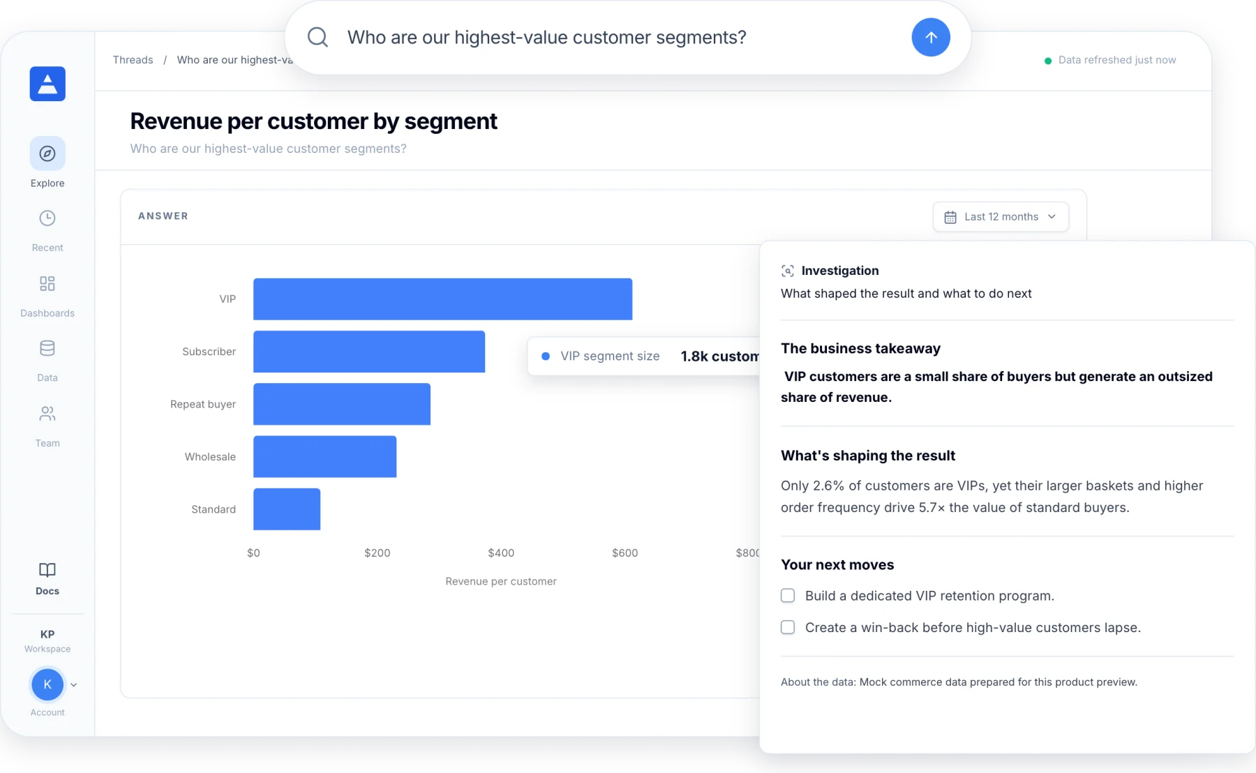 VIP customer segment analysis in Daymark